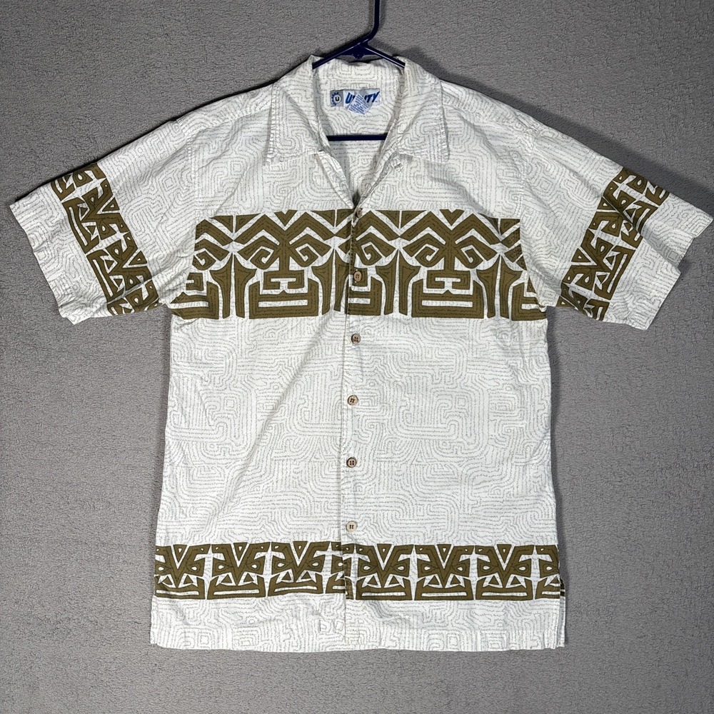 Utility Men Size M Camp Shirt Hawaiian Shirt Tiki Pattern Cruise Beach Geometric